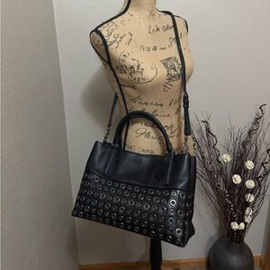 Elegant Black Studded Women's Coach Handbag